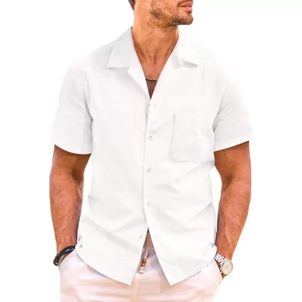 JMIERR Mens Cotton Linen Guayabera Shirts Casual Button Up Short Sleeve Summer Beach Shirt