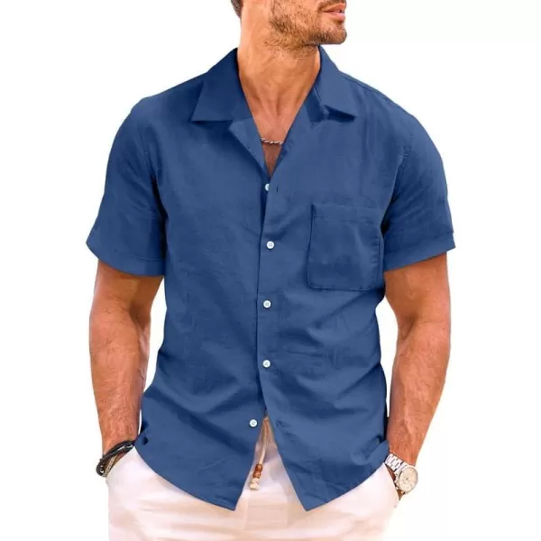 JMIERR Mens Cotton Linen Guayabera Shirts Casual Button Up Short Sleeve Summer Beach Shirt