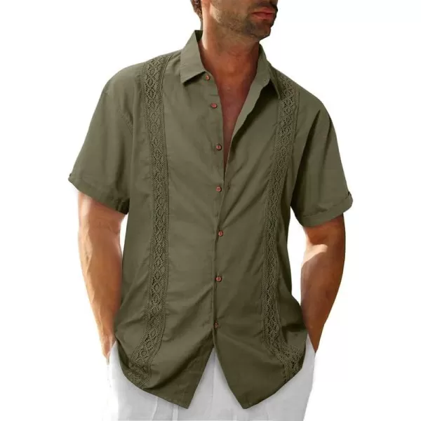 JMIERR Mens Cotton Linen Guayabera Shirts Casual Button Up Short Sleeve Summer Beach Shirt
