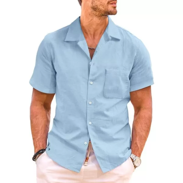 JMIERR Mens Cotton Linen Guayabera Shirts Casual Button Up Short Sleeve Summer Beach Shirt