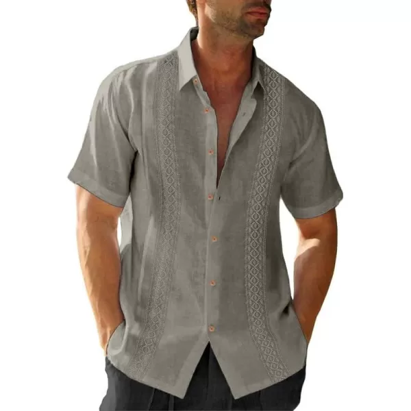 JMIERR Mens Cotton Linen Guayabera Shirts Casual Button Up Short Sleeve Summer Beach Shirt
