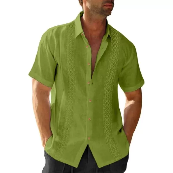 JMIERR Mens Cotton Linen Guayabera Shirts Casual Button Up Short Sleeve Summer Beach Shirt