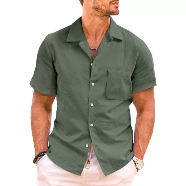 JMIERR Mens Cotton Linen Guayabera Shirts Casual Button Up Short Sleeve Summer Beach Shirt