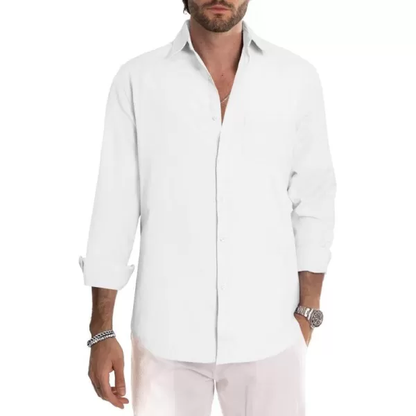 JMIERR Men's Cotton Shirts Casual Long Sleeve Button-Down Striped Dress Shirt