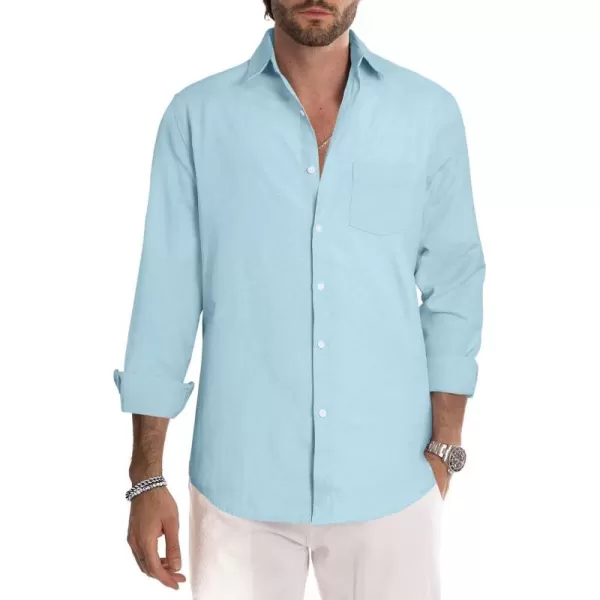 JMIERR Men's Cotton Shirts Casual Long Sleeve Button-Down Striped Dress Shirt
