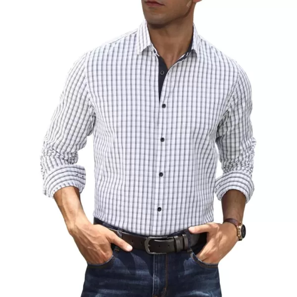 JMIERR Men's Dress Shirts Plaid 100% Cotton Button Down Long Sleeve Regular Fit Formal Business Shirts