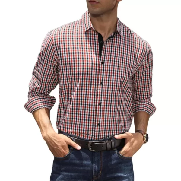 JMIERR Men's Dress Shirts Plaid 100% Cotton Button Down Long Sleeve Regular Fit Formal Business Shirts