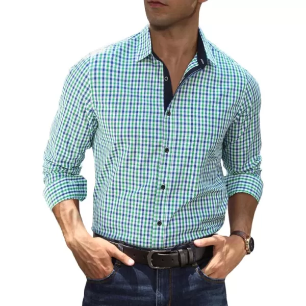 JMIERR Men's Dress Shirts Plaid 100% Cotton Button Down Long Sleeve Regular Fit Formal Business Shirts