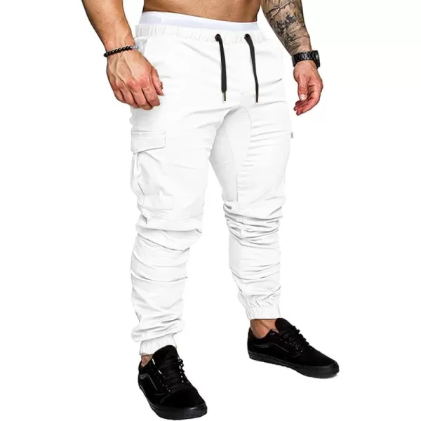 JMIERR Mens Fashion Cargo Pants - Casual Cotton Tapered Stretch Twill Drawstring Athletic Joggers Sweatpants with 6 Pockets