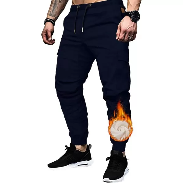 JMIERR Mens Fashion Cargo Pants - Casual Cotton Tapered Stretch Twill Drawstring Athletic Joggers Sweatpants with 6 Pockets