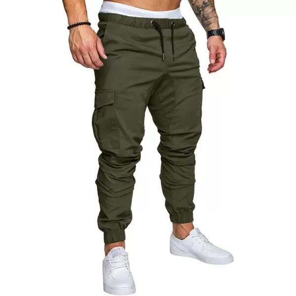 JMIERR Mens Fashion Cargo Pants - Casual Cotton Tapered Stretch Twill Drawstring Athletic Joggers Sweatpants with 6 Pockets