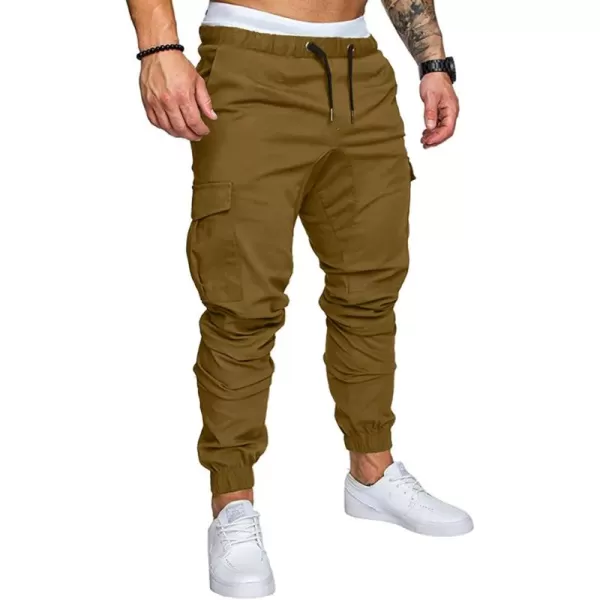 JMIERR Mens Fashion Cargo Pants - Casual Cotton Tapered Stretch Twill Drawstring Athletic Joggers Sweatpants with 6 Pockets