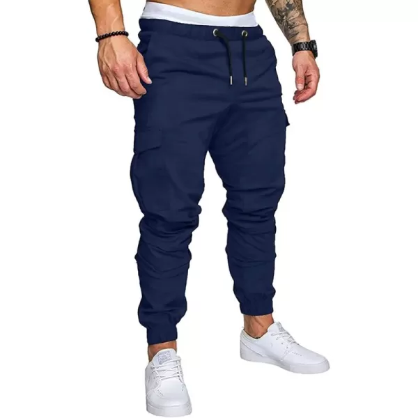 JMIERR Mens Fashion Cargo Pants - Casual Cotton Tapered Stretch Twill Drawstring Athletic Joggers Sweatpants with 6 Pockets
