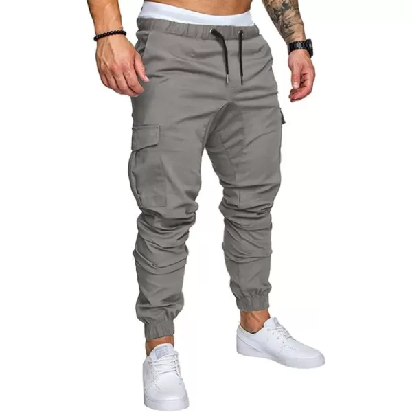 JMIERR Mens Fashion Cargo Pants - Casual Cotton Tapered Stretch Twill Drawstring Athletic Joggers Sweatpants with 6 Pockets