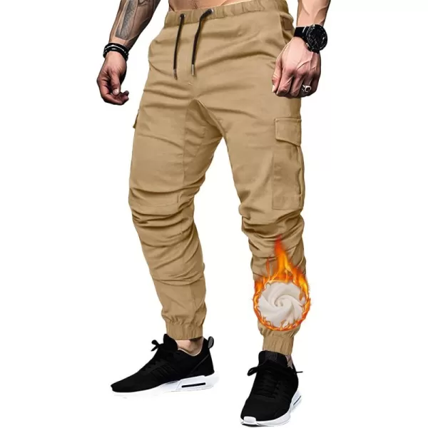 JMIERR Mens Fashion Cargo Pants - Casual Cotton Tapered Stretch Twill Drawstring Athletic Joggers Sweatpants with 6 Pockets