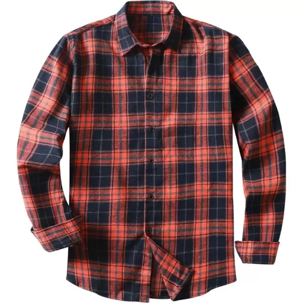 JMIERR Men's Flannel Shirts Casual Long Sleeve Button-Down Plaid Brushed Cotton Shirt