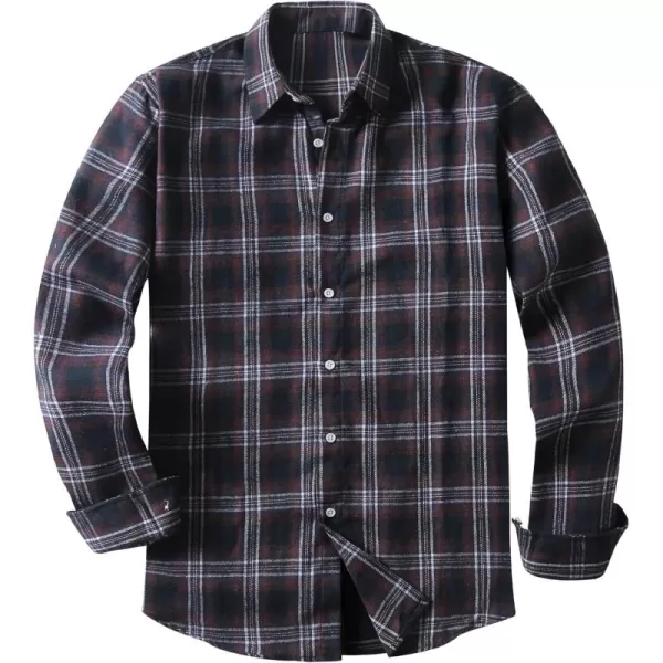 JMIERR Men's Flannel Shirts Casual Long Sleeve Button-Down Plaid Brushed Cotton Shirt