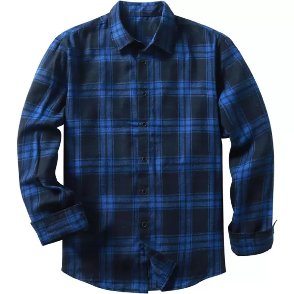 JMIERR Men's Flannel Shirts Casual Long Sleeve Button-Down Plaid Brushed Cotton Shirt