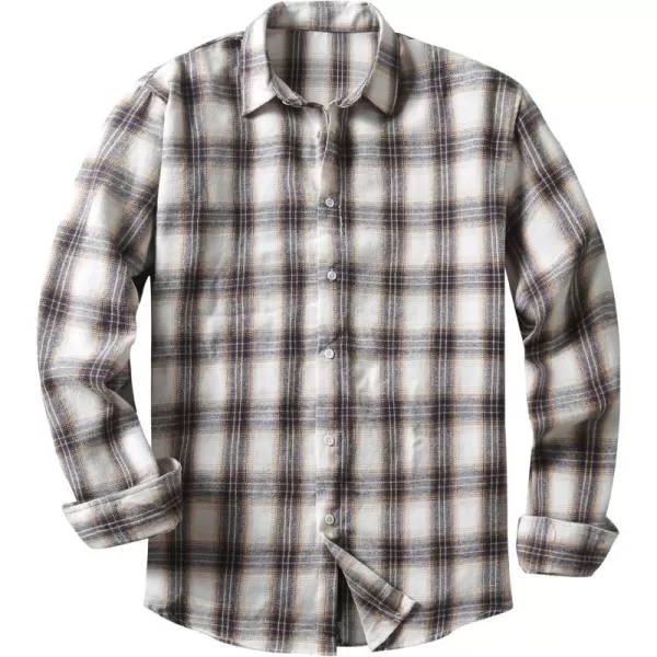 JMIERR Men's Flannel Shirts Casual Long Sleeve Button-Down Plaid Brushed Cotton Shirt