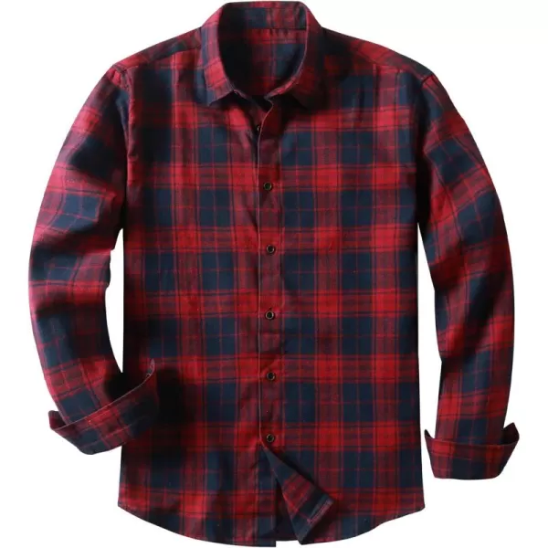 JMIERR Men's Flannel Shirts Casual Long Sleeve Button-Down Plaid Brushed Cotton Shirt
