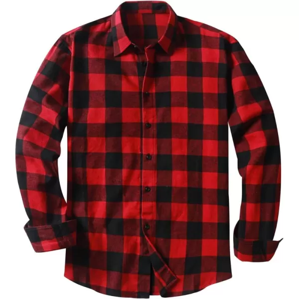 JMIERR Men's Flannel Shirts Casual Long Sleeve Button-Down Plaid Brushed Cotton Shirt
