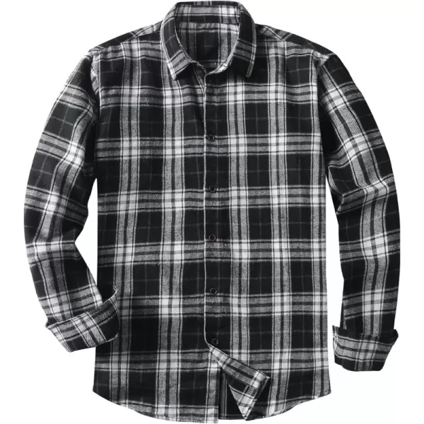 JMIERR Men's Flannel Shirts Casual Long Sleeve Button-Down Plaid Brushed Cotton Shirt