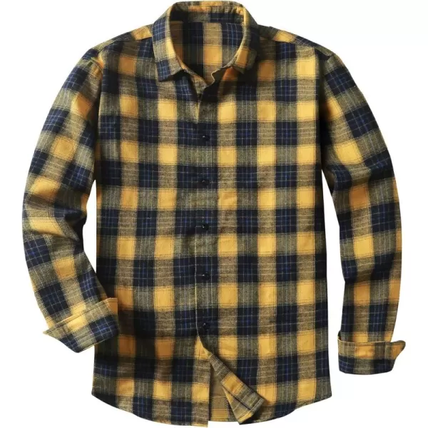 JMIERR Men's Flannel Shirts Casual Long Sleeve Button-Down Plaid Brushed Cotton Shirt