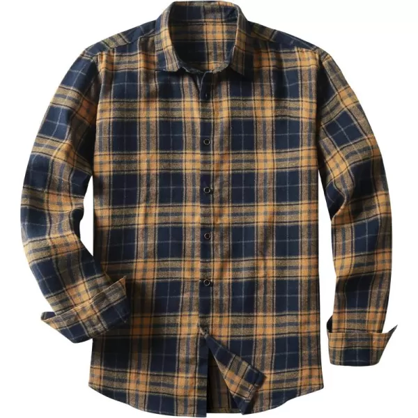 JMIERR Men's Flannel Shirts Casual Long Sleeve Button-Down Plaid Brushed Cotton Shirt