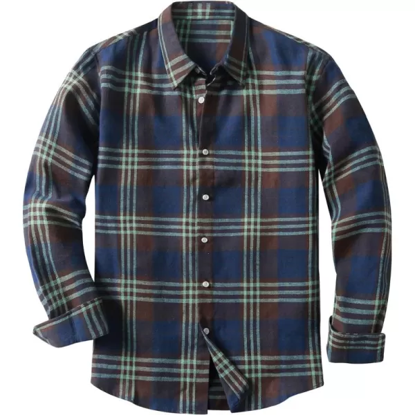 JMIERR Men's Flannel Shirts Casual Long Sleeve Button-Down Plaid Brushed Cotton Shirt