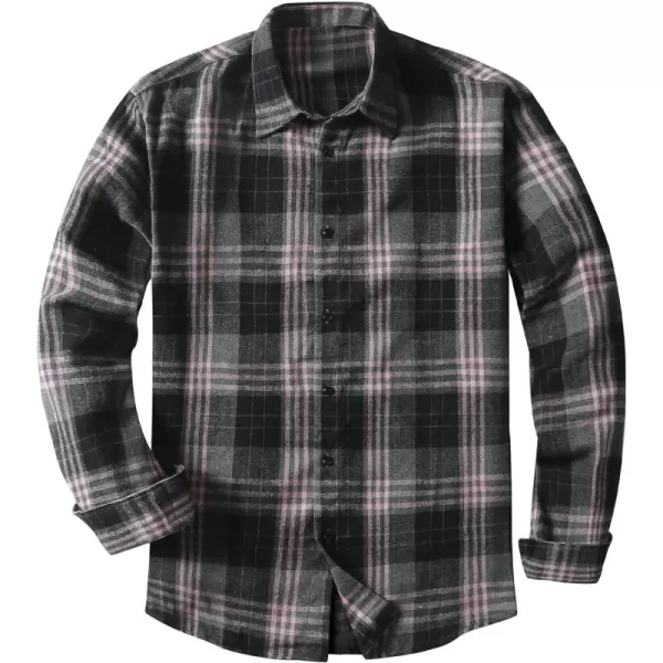 JMIERR Men's Flannel Shirts Casual Long Sleeve Button-Down Plaid Brushed Cotton Shirt