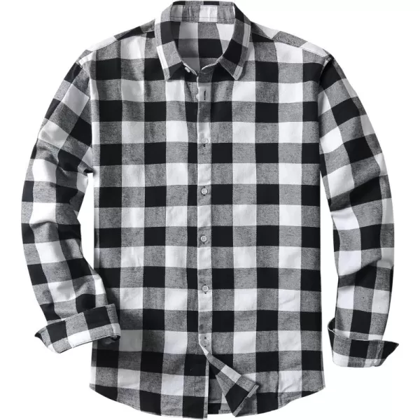 JMIERR Men's Flannel Shirts Casual Long Sleeve Button-Down Plaid Brushed Cotton Shirt