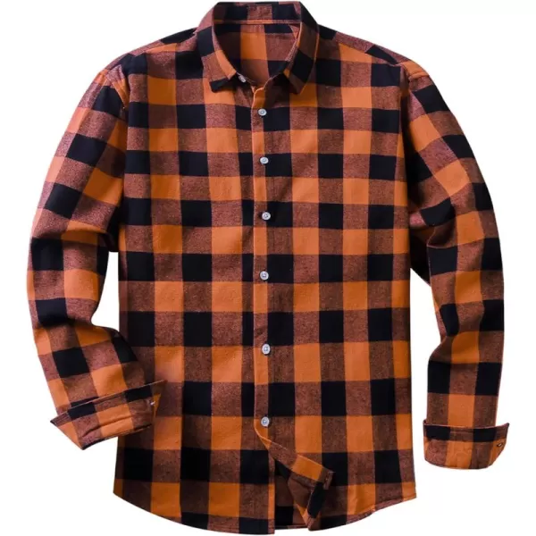 JMIERR Men's Flannel Shirts Casual Long Sleeve Button-Down Plaid Brushed Cotton Shirt