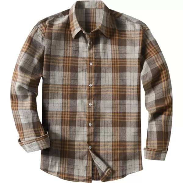 JMIERR Men's Flannel Shirts Casual Long Sleeve Button-Down Plaid Brushed Cotton Shirt