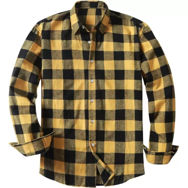 JMIERR Men's Flannel Shirts Casual Long Sleeve Button-Down Plaid Brushed Cotton Shirt