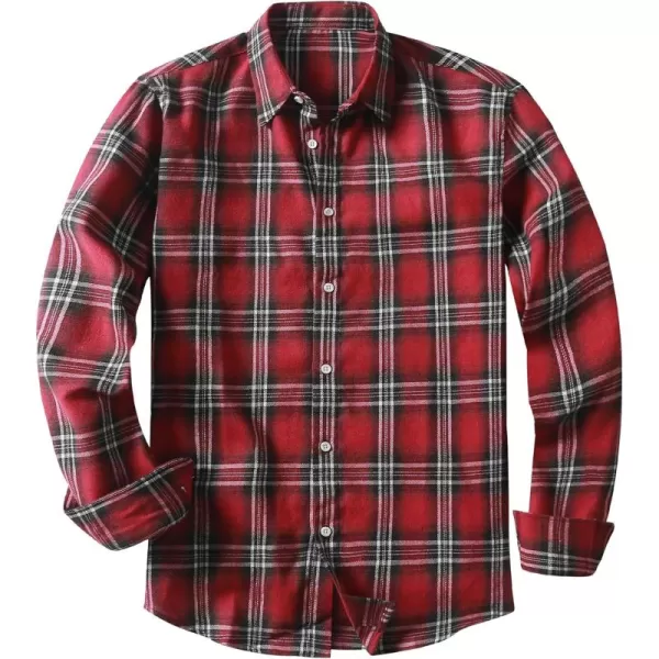 JMIERR Men's Flannel Shirts Casual Long Sleeve Button-Down Plaid Brushed Cotton Shirt