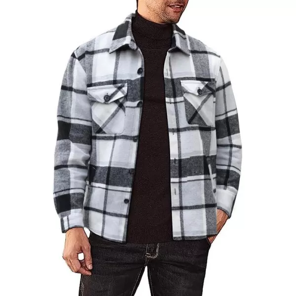 JMIERR Mens Flannel Shirts Shackets Casual Button Down Long Sleeve Plaid Shirt Lightweight Jackets with Pockets