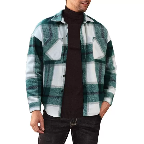 JMIERR Mens Flannel Shirts Shackets Casual Button Down Long Sleeve Plaid Shirt Lightweight Jackets with Pockets