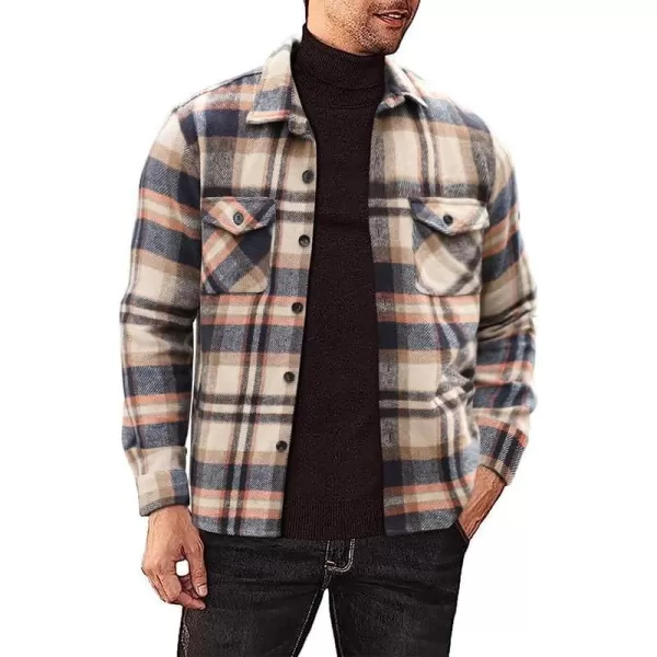 JMIERR Mens Flannel Shirts Shackets Casual Button Down Long Sleeve Plaid Shirt Lightweight Jackets with Pockets