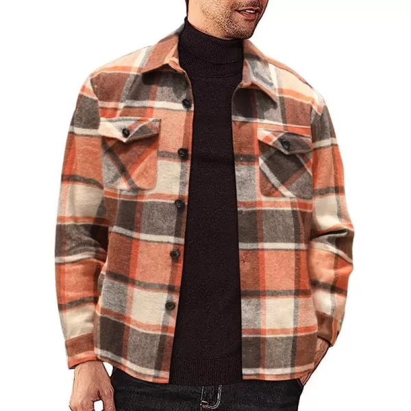 JMIERR Mens Flannel Shirts Shackets Casual Button Down Long Sleeve Plaid Shirt Lightweight Jackets with Pockets
