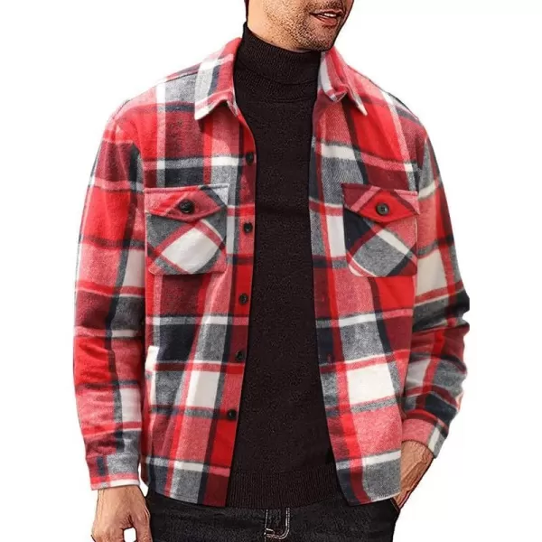 JMIERR Mens Flannel Shirts Shackets Casual Button Down Long Sleeve Plaid Shirt Lightweight Jackets with Pockets