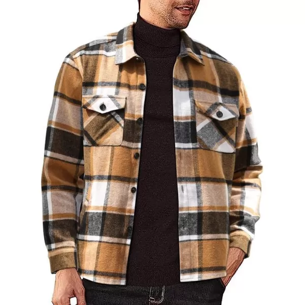JMIERR Mens Flannel Shirts Shackets Casual Button Down Long Sleeve Plaid Shirt Lightweight Jackets with Pockets