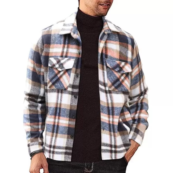 JMIERR Mens Flannel Shirts Shackets Casual Button Down Long Sleeve Plaid Shirt Lightweight Jackets with Pockets