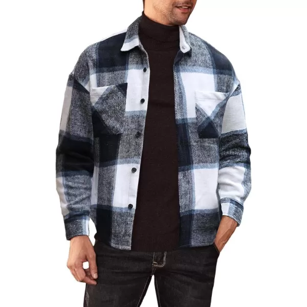 JMIERR Mens Flannel Shirts Shackets Casual Button Down Long Sleeve Plaid Shirt Lightweight Jackets with Pockets