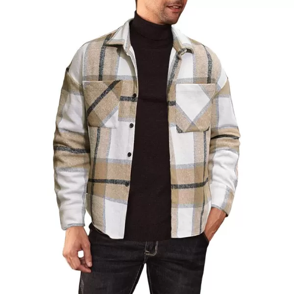 JMIERR Mens Flannel Shirts Shackets Casual Button Down Long Sleeve Plaid Shirt Lightweight Jackets with Pockets