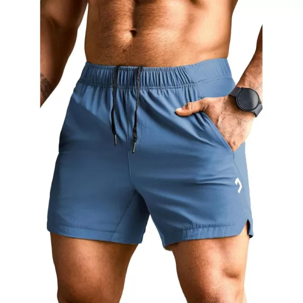 JMIERR Men's Gym Shorts Linerless 5" Quick Dry Workout Running Shorts with Zip Pockets Sports Athletic Shorts