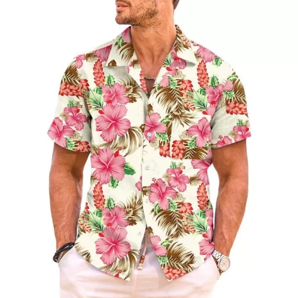 JMIERR Men's Hawaiian Shirt Short Sleeve Beach Shirts for Men Floral Casual Button Down Shirts Tropical Holiday Shirts