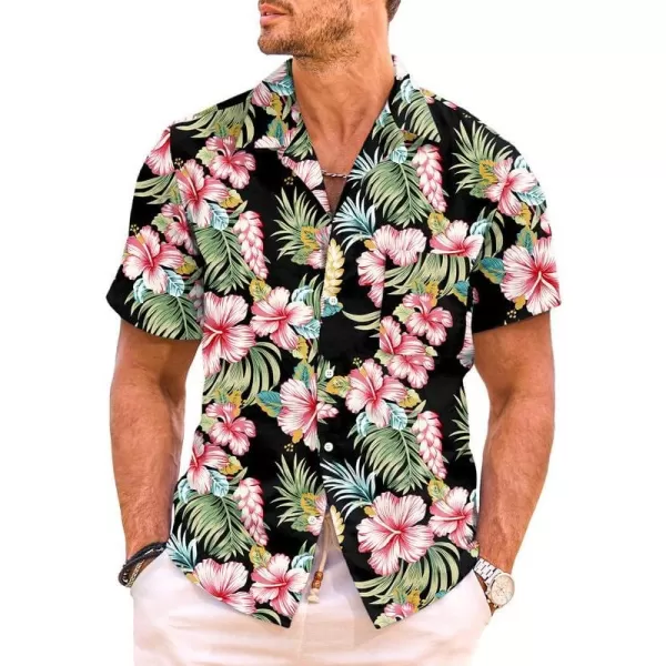 JMIERR Men's Hawaiian Shirt Short Sleeve Beach Shirts for Men Floral Casual Button Down Shirts Tropical Holiday Shirts