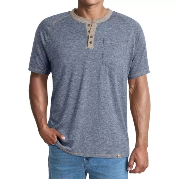 JMIERR Men's Henley Short Sleeve T-Shirt Cotton Casual Shirts with Pockets