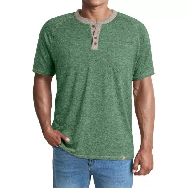 JMIERR Men's Henley Short Sleeve T-Shirt Cotton Casual Shirts with Pockets