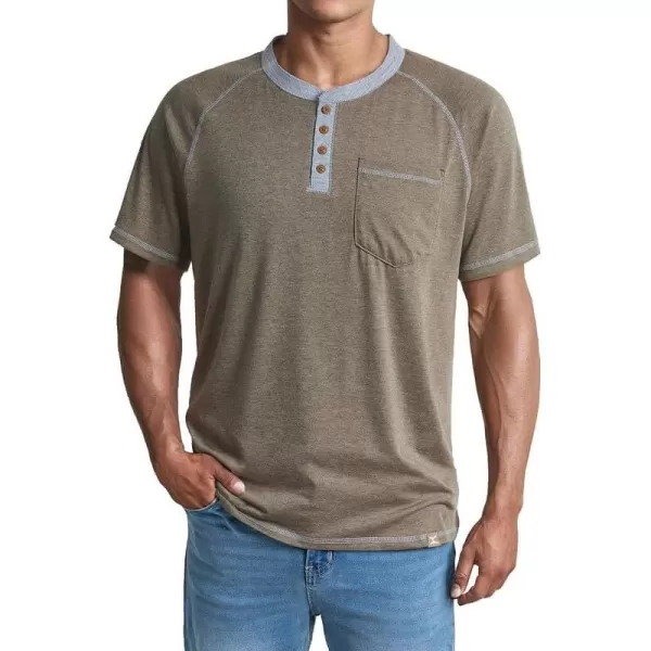 JMIERR Men's Henley Short Sleeve T-Shirt Cotton Casual Shirts with Pockets